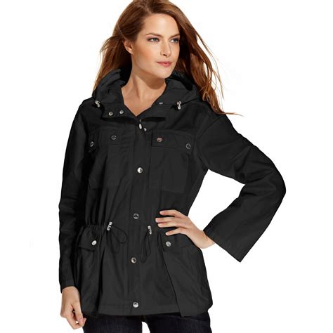 womens black michael kors jacket|michael kors anorak jacket women.